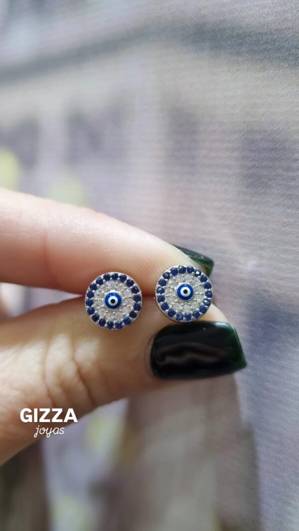 AROS de plata rodinada modelo OJITO con piedras