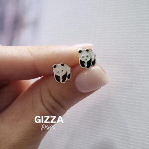AROS de plata diseño OSO PANDA