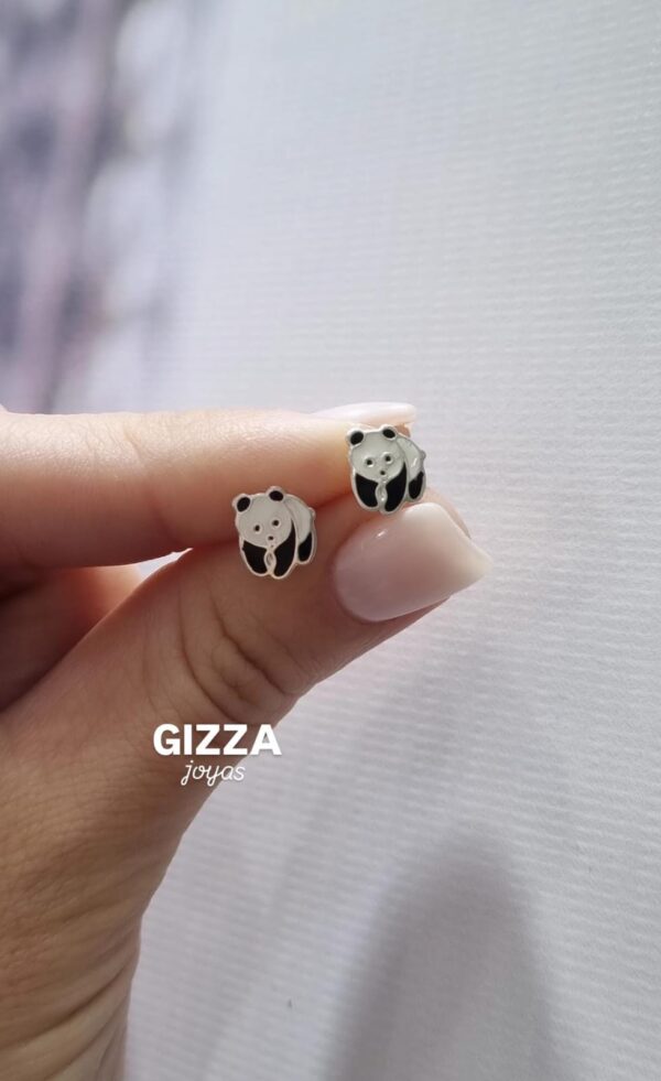 AROS de plata diseño OSO PANDA