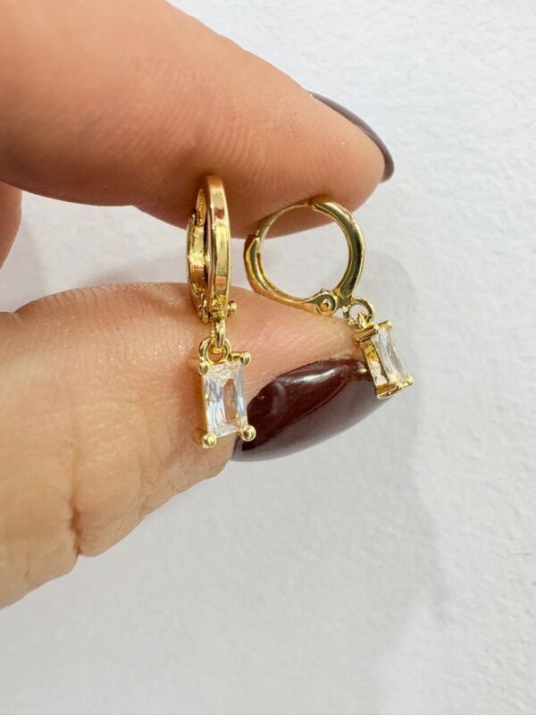 AROS DE ACERO DORADO MODELO COLGANTES CON STRASS PEGADOS - Image 5