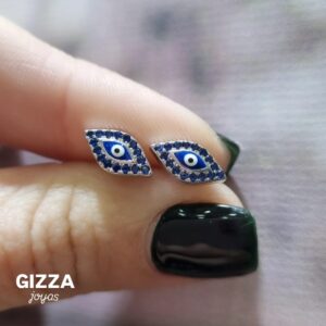 AROS de plata rodinada modelo OJITO con piedras