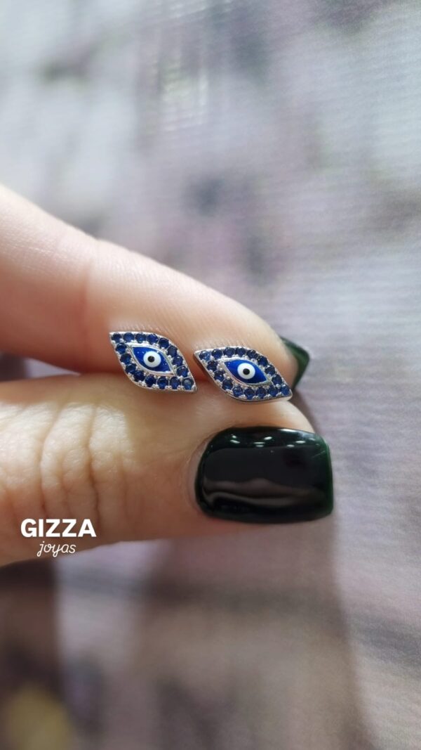 AROS de plata rodinada modelo OJITO con piedras