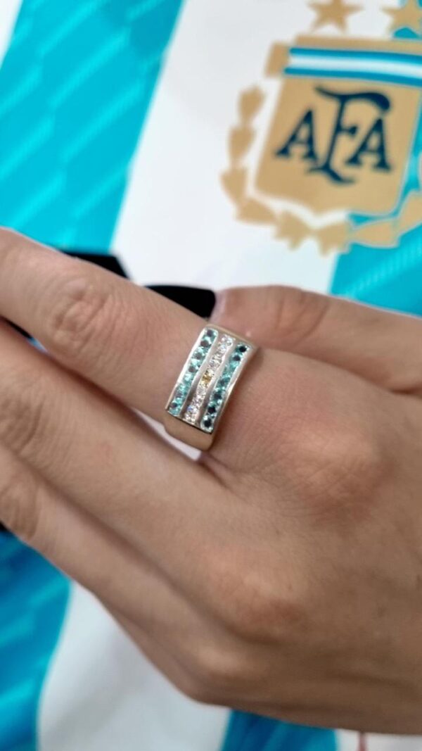 ANILLO de plata con piedras diseño "ARGENTINA"