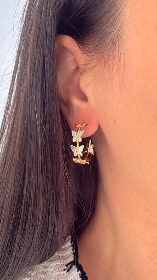 AROS de acero dorado modelo cubanos con MARIPOSAS
