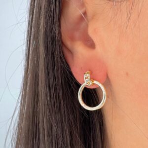 AROS de acero dorado diseño CIRCULO calado colgante