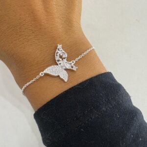 PULSERA de plata rodinada modelo MARIPOSA con piedras
