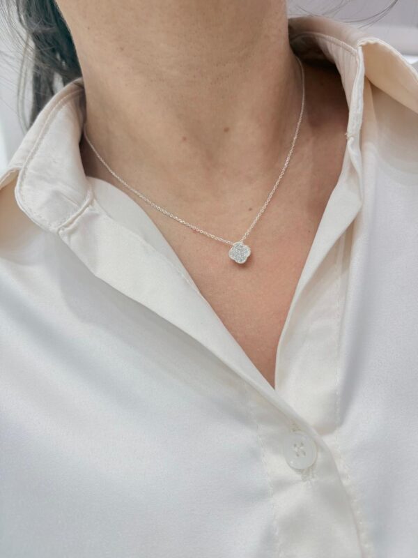 CONJUNTO de plata con dije diseño TREBOL