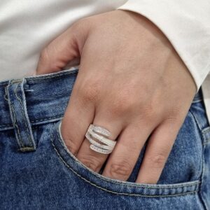 ANILLO de acero blanco modelo "CRUZADO"