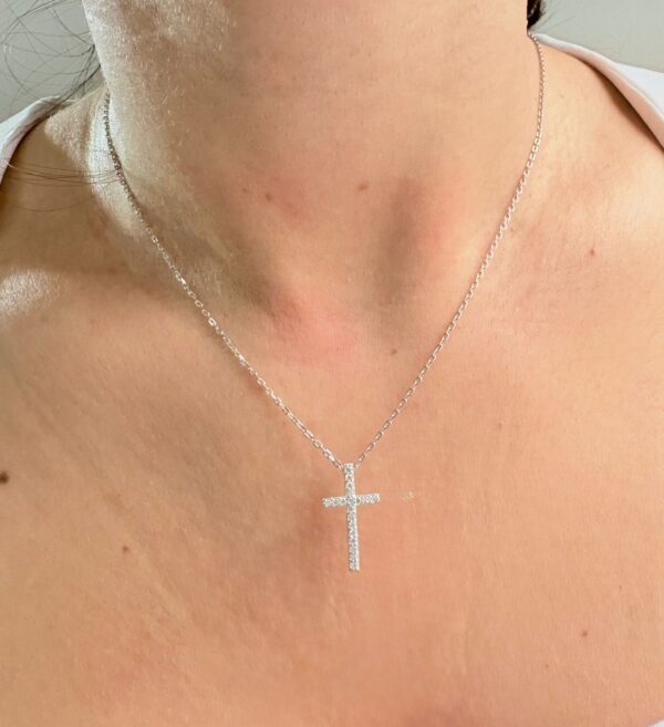 CONJUNTO de plata rodinada modelo con CRUZ con piedras - Image 2