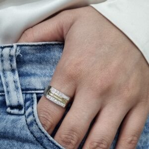 ANILLO de plata con oro y piedras n18