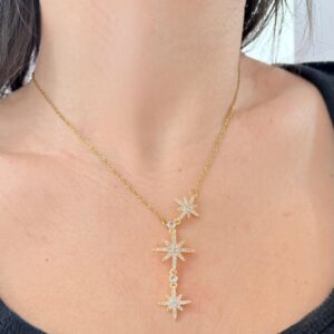 CORBATERO de acero dorado diseño ESTRELLAS