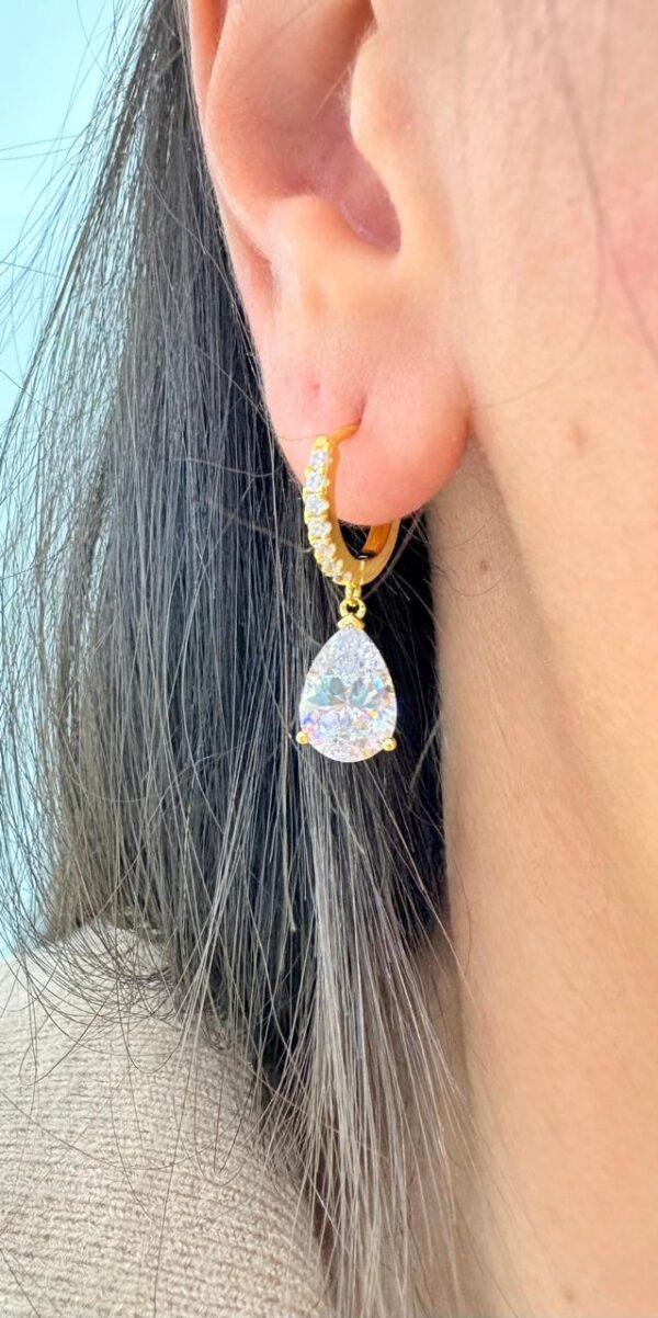 AROS de plata rodinada en dorado modelo gota colgante