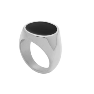 ANILLO de acero diseño con centro redondoo negro n26