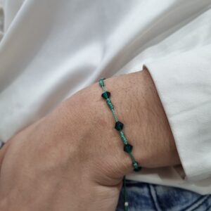 PULSERA ajustable de hilo con cristal europeo color verde