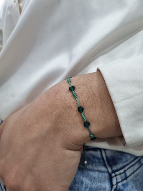 PULSERA ajustable de hilo con cristal europeo color verde