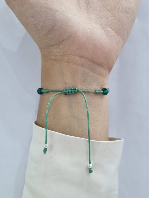 PULSERA ajustable de hilo con cristal europeo color verde - Image 2