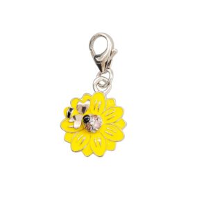 DIJE DE PLATA LINEA MONONA MODELO ABEJA Y FLOR
