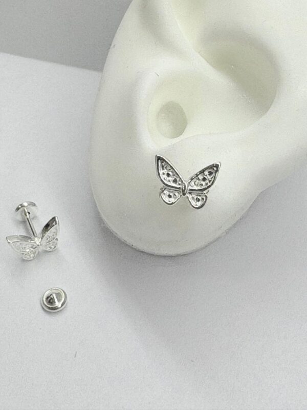 AROS de plata con sistema de cierre abridor diseño MARIPOSA de 8mm