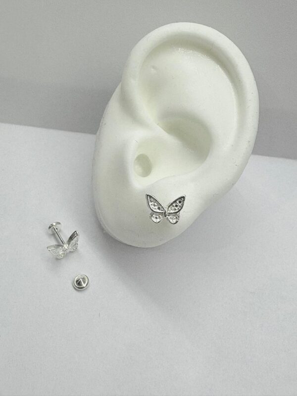 AROS de plata con sistema de cierre abridor diseño MARIPOSA de 8mm - Image 2