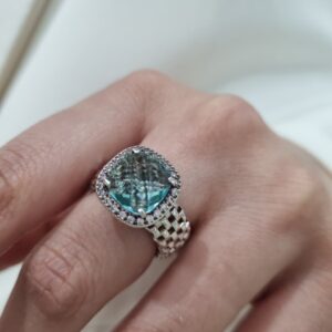 ANILLO de plata rodinada con piedra engarzada N17