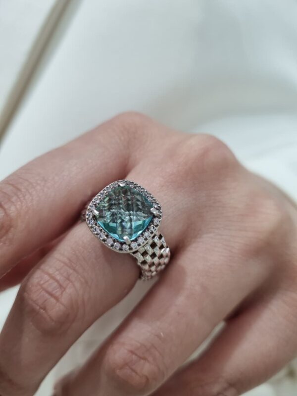 ANILLO de plata rodinada con piedra engarzada N17