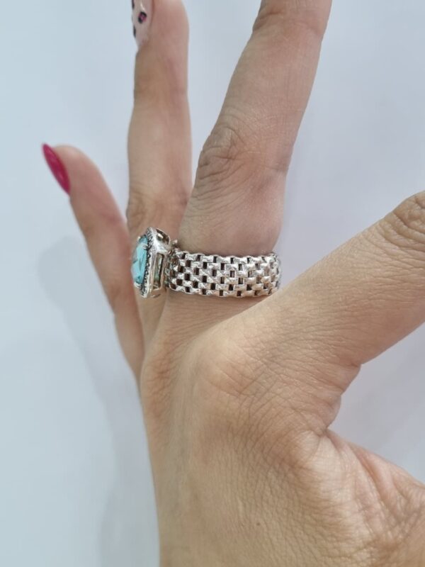ANILLO de plata rodinada con piedra engarzada N17 - Image 2