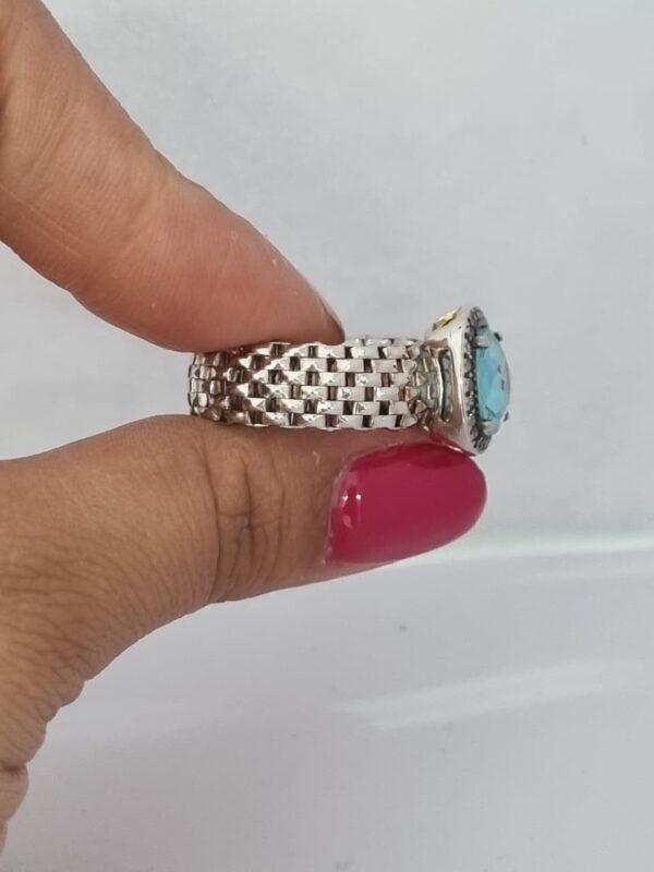 ANILLO de plata rodinada con piedra engarzada N17 - Image 3