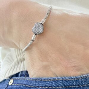 PULSERA de plata con cierre corazón de 18cm