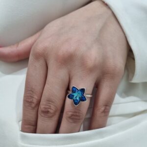 ANILLO de plata con cristal europeo diseño estrella ,regulable
