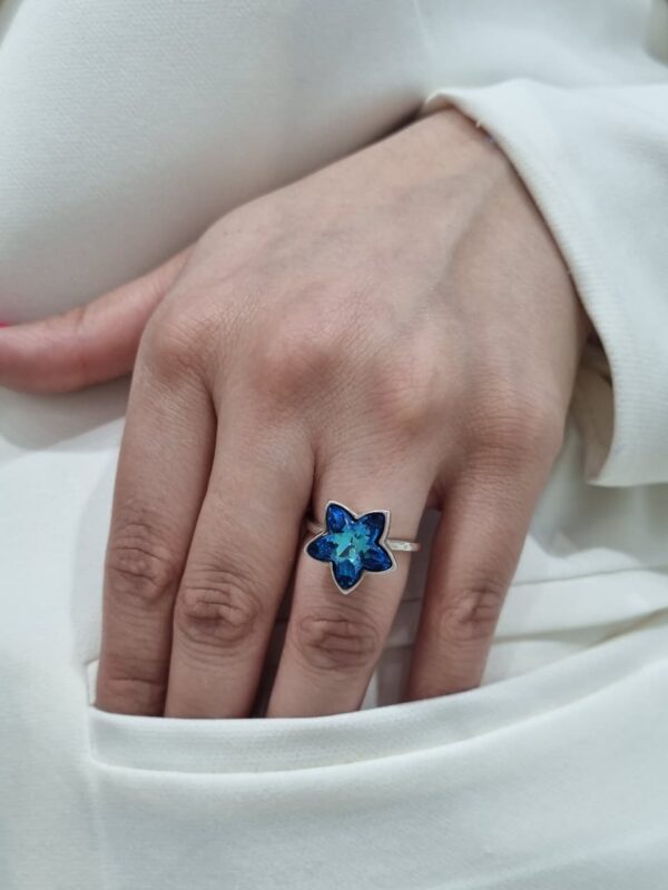 ANILLO de plata con cristal europeo diseño estrella ,regulable