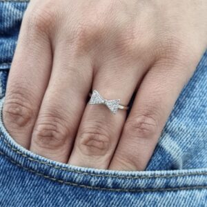 ANILLO de plata rodinada diseño "Moño" N°10
