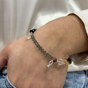 PULSERA de plata con cristal europeo modelo LA VIDA DE JESÚS