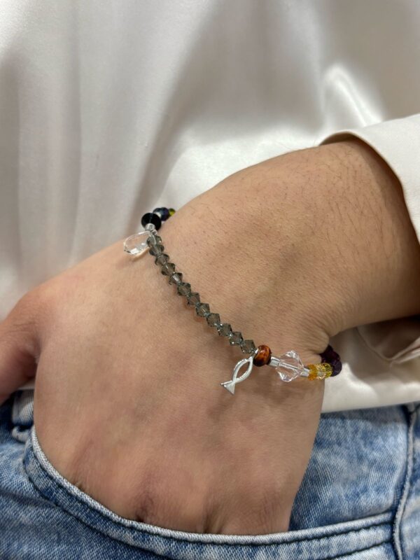 PULSERA de plata con cristal europeo modelo LA VIDA DE JESÚS