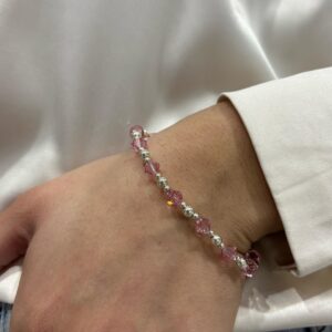 PULSERA de plata con cristal europeo modelo CRISTAL ROSA 6MM