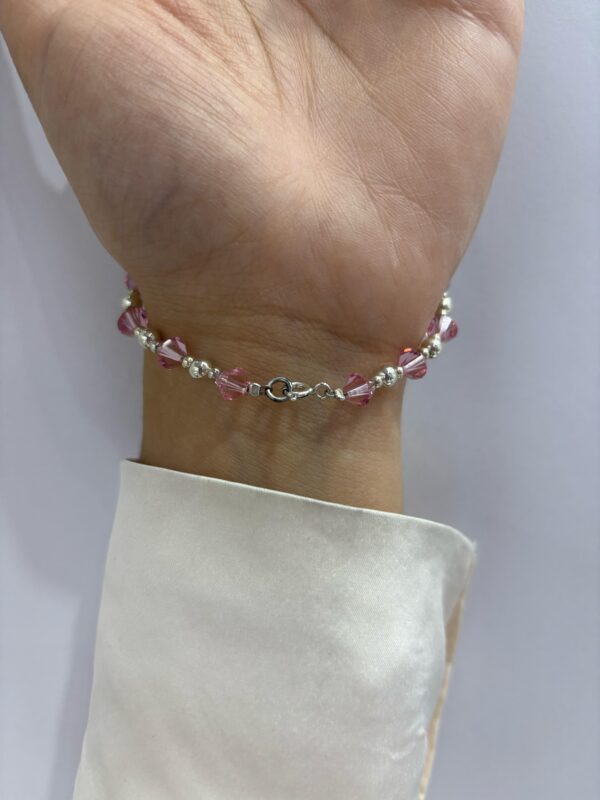 PULSERA de plata con cristal europeo modelo CRISTAL ROSA 6MM - Image 2