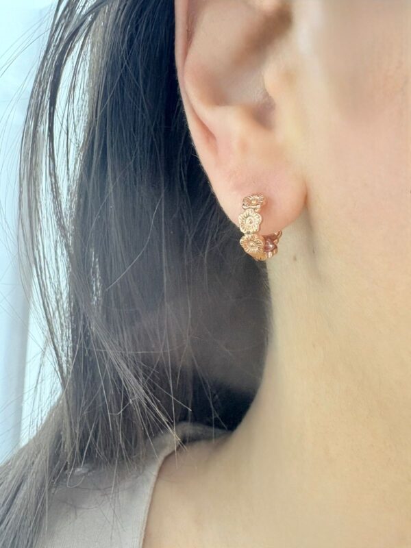 AROS DE ACERO ROSE DISEÑO CUBANOS CON DISEÑO FLORES 1CM