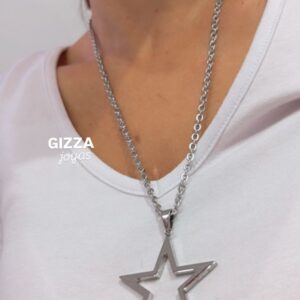 CONJUNTO de acero con dije "ESTRELLA" calada