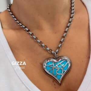 CONJUNTO de acero diseño cadena rolo 6mm con dije CORAZÓN