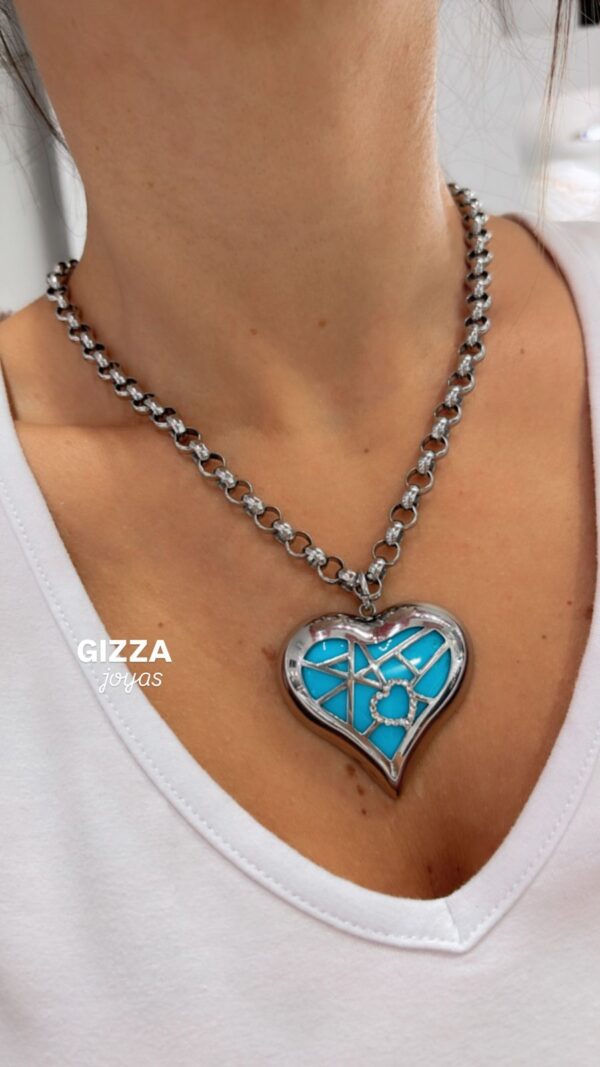 CONJUNTO de acero diseño cadena rolo 6mm con dije CORAZÓN