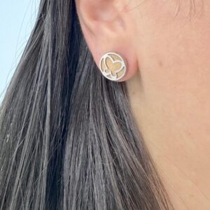 AROS DE ACERO CON DETALLE ROSE MODELO MARIPOSA