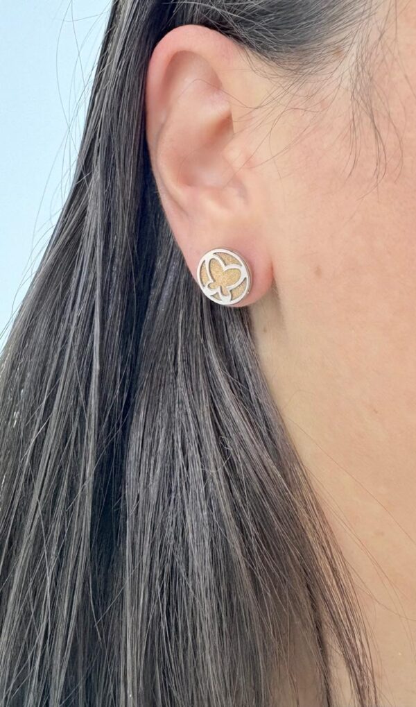 AROS DE ACERO CON DETALLE ROSE MODELO MARIPOSA