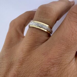 ALIANZA de plata con oro diseño ARABESCOS