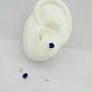 AROS de acero blanco con sistema de cierre abridor diseño PIEDRA AZUL de 5MM