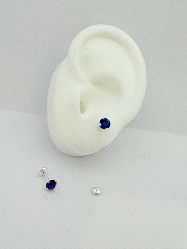 AROS de acero blanco con sistema de cierre abridor diseño PIEDRA AZUL de 5MM