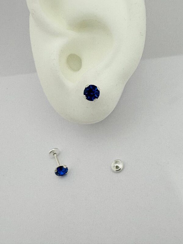 AROS de acero blanco con sistema de cierre abridor diseño PIEDRA AZUL de 5MM - Image 2