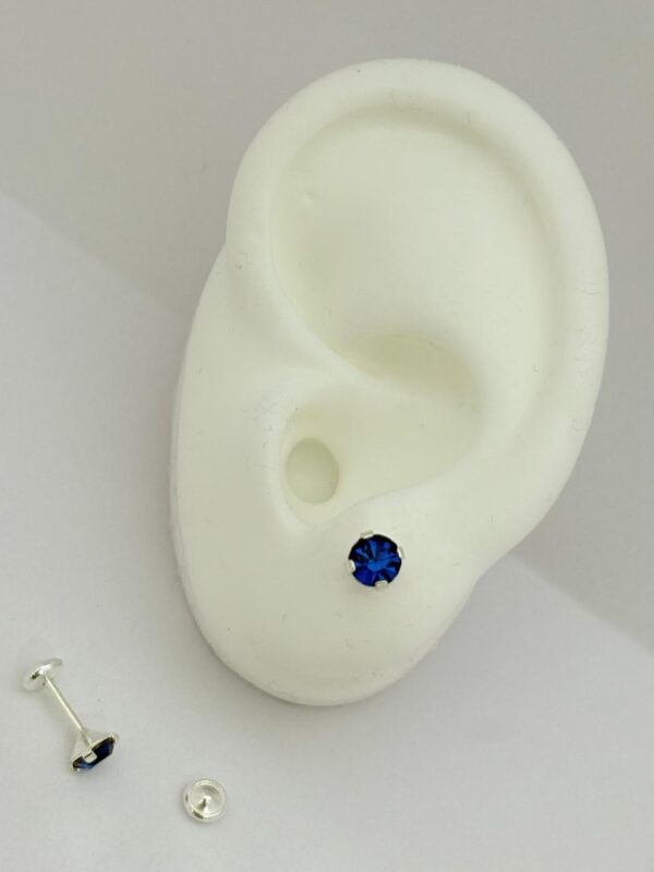 AROS de acero blanco con sistema de cierre abridor diseño PIEDRA AZUL de 5MM - Image 3