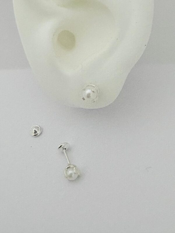 AROS de plata con sistema de cierre abridor diseño simil PERLAS engarzadas de 4MM - Image 2
