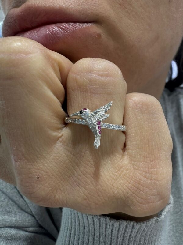 ANILLO de plata rodinada modelo "COLIBRI" N°21