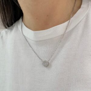 CONJUNTO de acero con dije redondo de 8mm