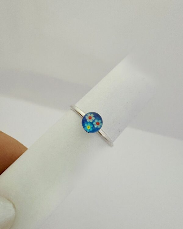 ANILLO de plata para nena con diseño "FLORES"  N°8